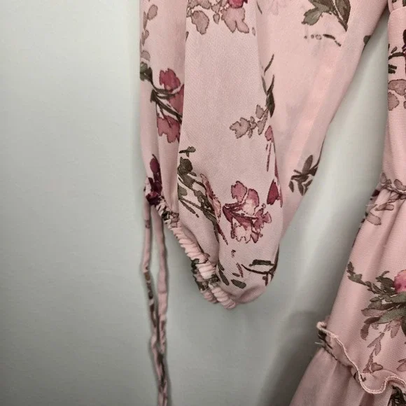 Summer Floral Print Tiered V Neck Dress Ruffles Babydoll Y2K Mini Dress Sz M - Picture 5 of 12